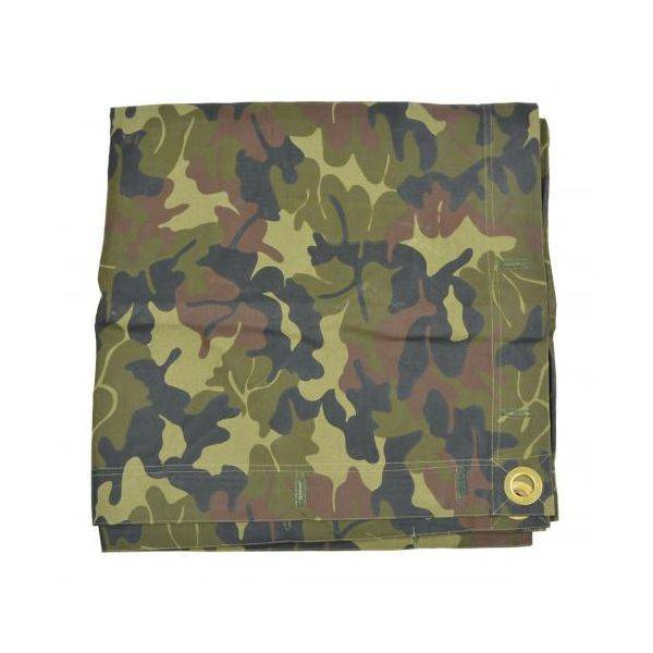 TENT TARPAULIN PLASH-PALATKA RAIN CAPE/SHELTER HALF - 180 x 180 CM - LEAF MOSAIC CAMOUFLAGE - ROMANIAN ARMY MILITARY SURPLUS - LIKE NEW