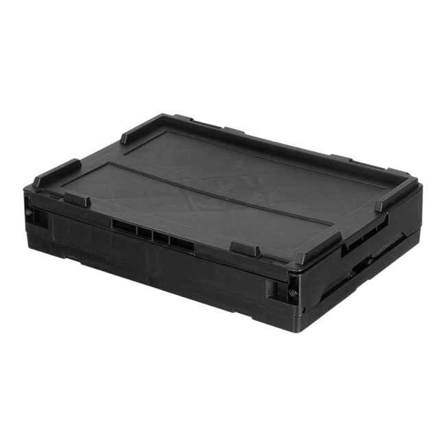 Foldable Plastic Storage Box with Hinged Lid - 20 L - Black - MFH