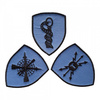 EMBLEMA SEMN DE ARMA MANECA SCUT - COMUNICATII SI INFORMATICA - BRODATA PE SUPORT COMBAT ALBASTRU FORTE AERIENE CU FIR NEGRU