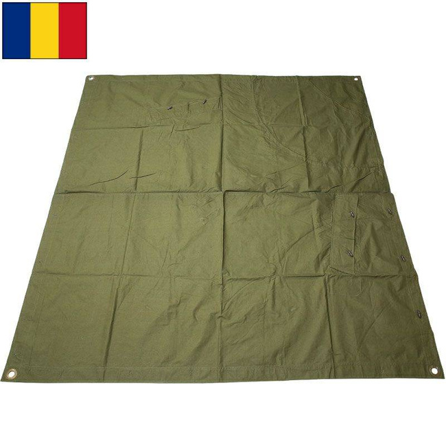 Romanian Plash-palatka, rain cape/shelter half, surplus, Olive, 1.80x1.80m - Like new
