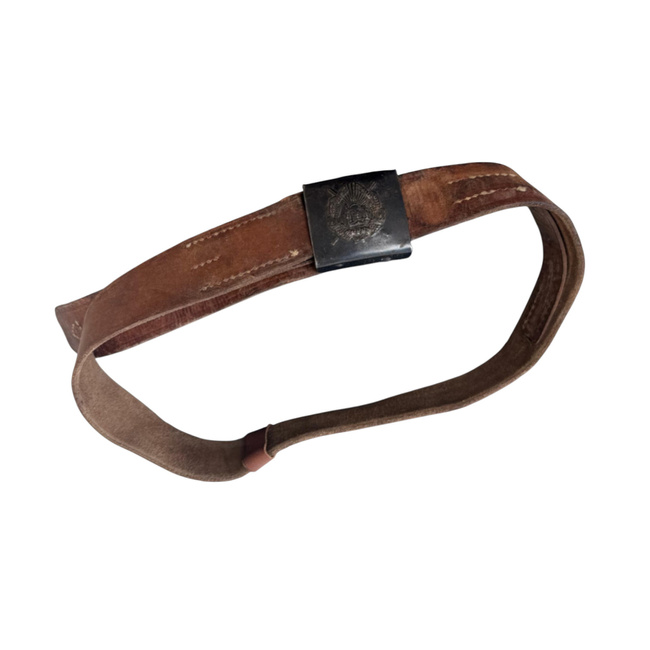 BARNA BŐR ÖV RPR FEKETE CSAT - ROMÁN HADSEREGI KATONAI FELESLEG - HASZNÁLT