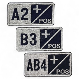Blood group AB4- badge embroidered on ultramarine with metallic thread - hook-and-loop application