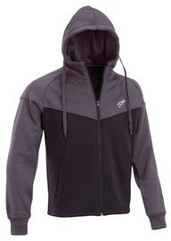 CIPZÁRAS KAPUCNIS PULÓVER HÍMZETT LOGÓVAL - D.FIVE - FEKETE/SZÜRKE