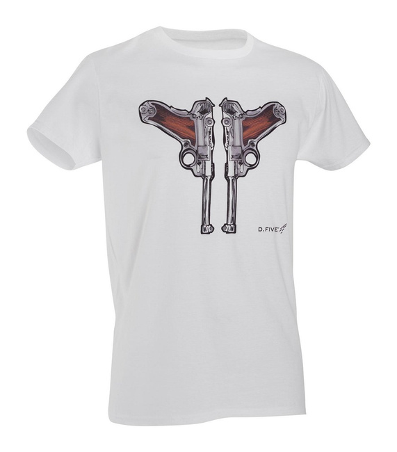 PRINTED T-SHIRT - LUGER GUNS - D.FIVE - WHITE