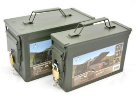 Lőszer doboz U.S. ARMY O.D. METAL AMMO. BOX W/ LOCKS (2 PCS SET CAL. 30/CAL. 50)