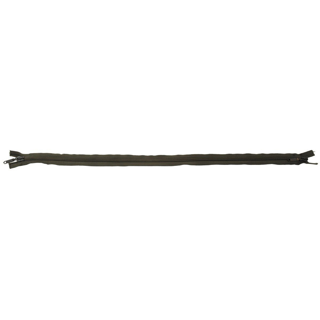 Two-way zipper, non-partable, OD green, plastic, 80 cm