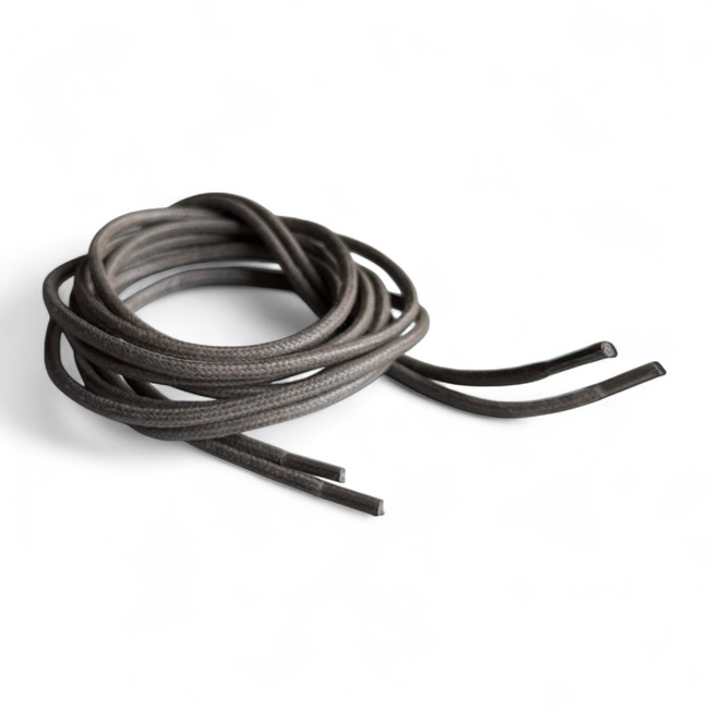 Kerek Cipőfűző Pár - 110 cm - Román Hadsereg Katonai Felesleg - Viasszal Kezelt - Szürke - Jó Állapotban