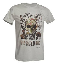 PRINTED T-SHIRT - SKULL WITH FLOWERS - D.FIVE - ZINC