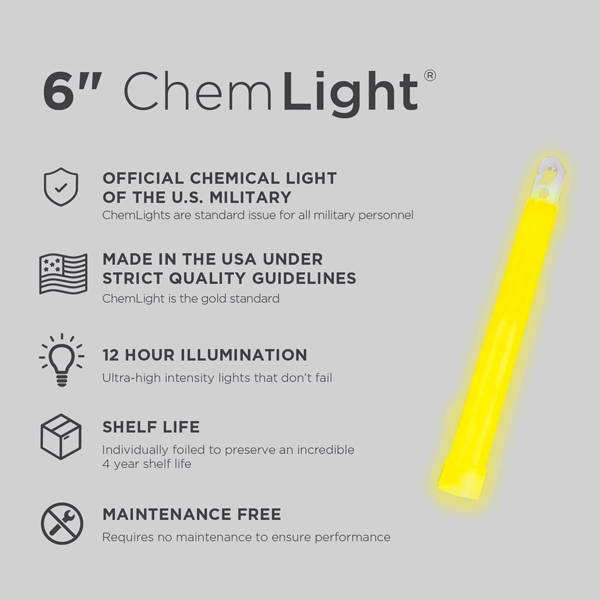 12-HOUR LIGHTSTICK - CYALUME CHEMLIGHT - YELLOW