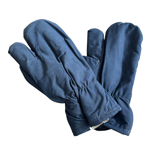 Béléses védőkesztyűk katonai tarpaulin anyagból, háromujjas – Román Katonai Surplus – Sötétkék – Jó állapotban
